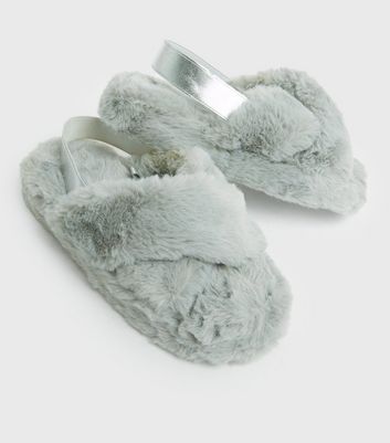 Slingback outlet fuzzy slippers