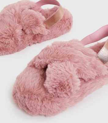 Baby pink fluffy cheap sliders