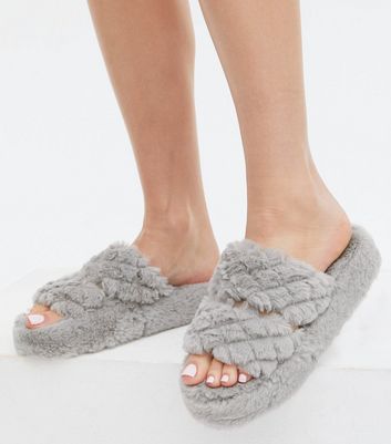 faux fur sliders slippers