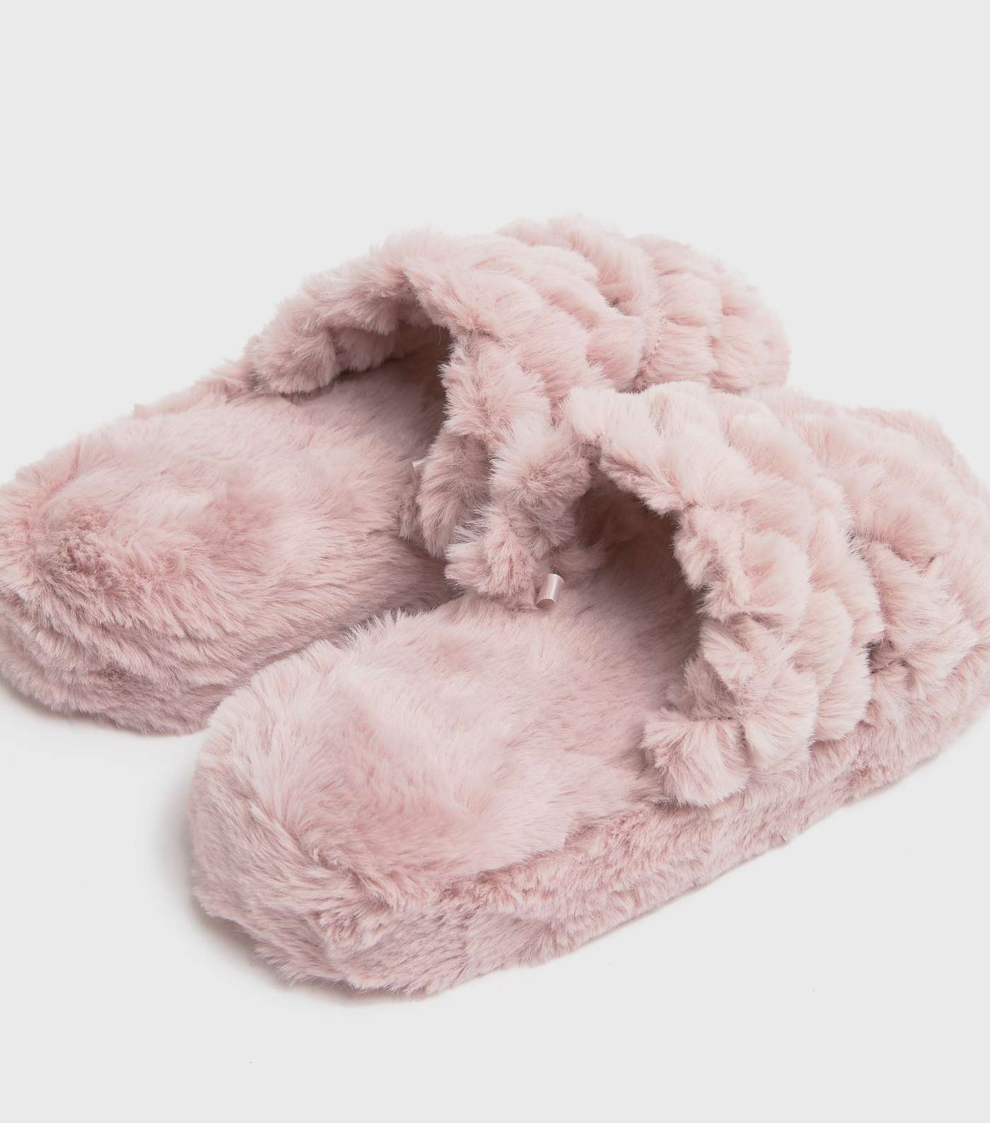 Pink Quilted Faux Fur Slider Slippers Image 4