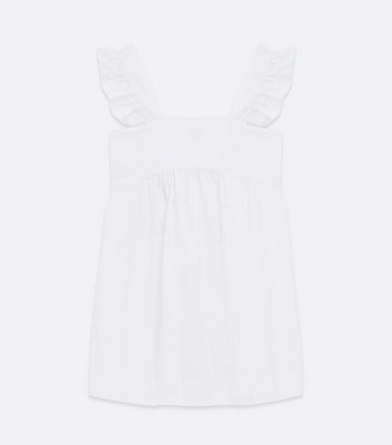 Damen Bekleidung Cameo Rose White Poplin Square Neck Frill Mini Dress