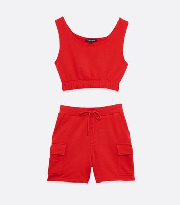 Cameo Rose Red Utility Crop Top and 