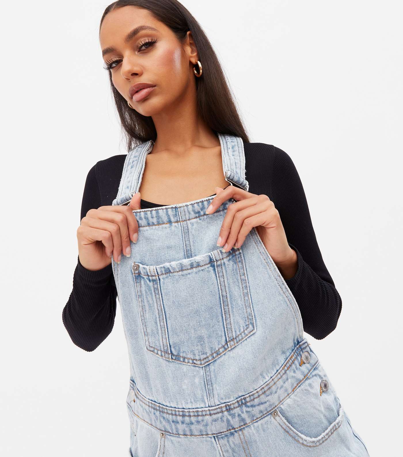 Blue Ripped Knee Relaxed Fit Dungarees Image 3
