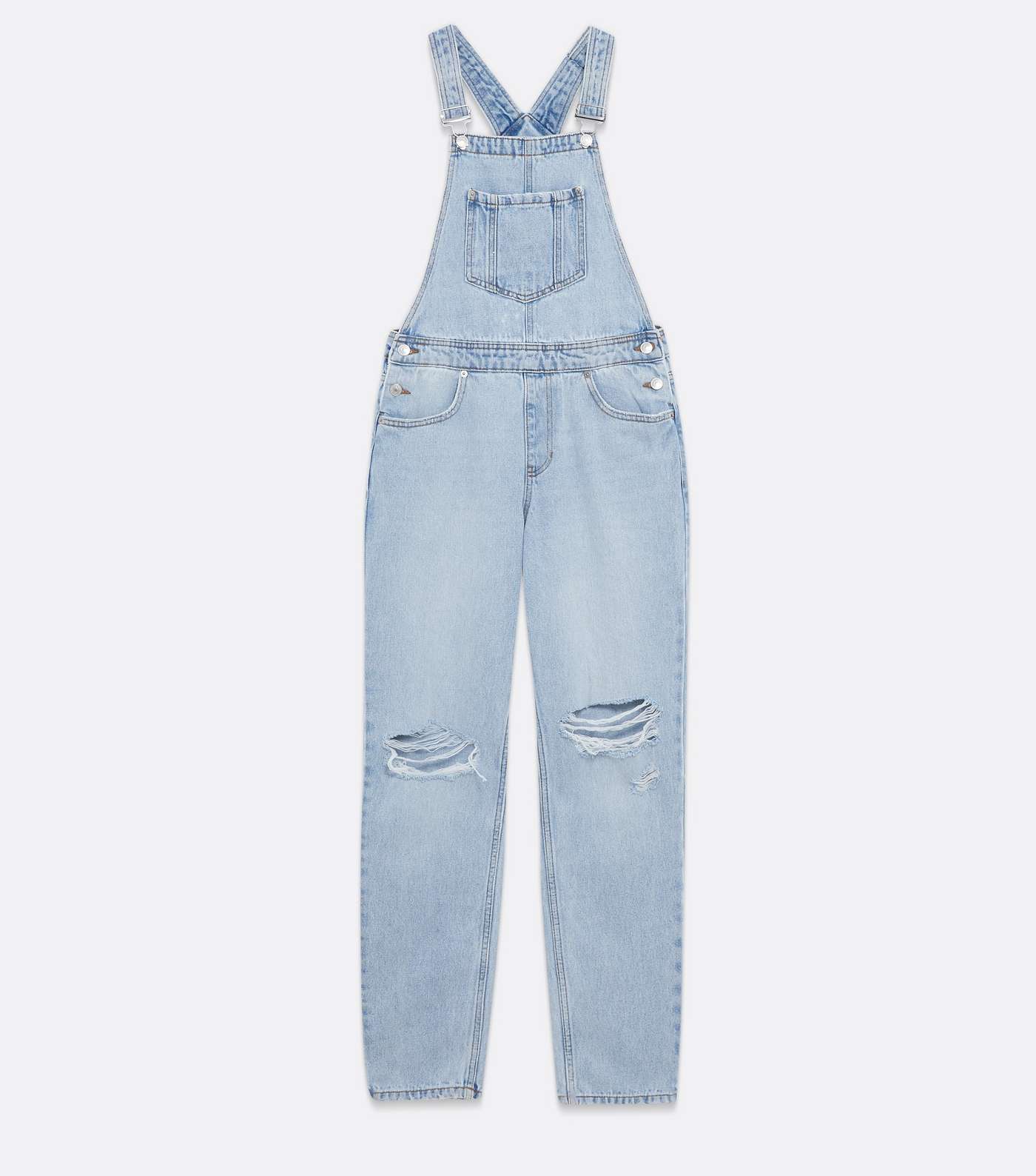 Blue Ripped Knee Relaxed Fit Dungarees Image 5