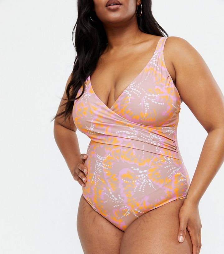Bank metodologi tro Vero Moda Curves Pink Floral Wrap Swimsuit | New Look