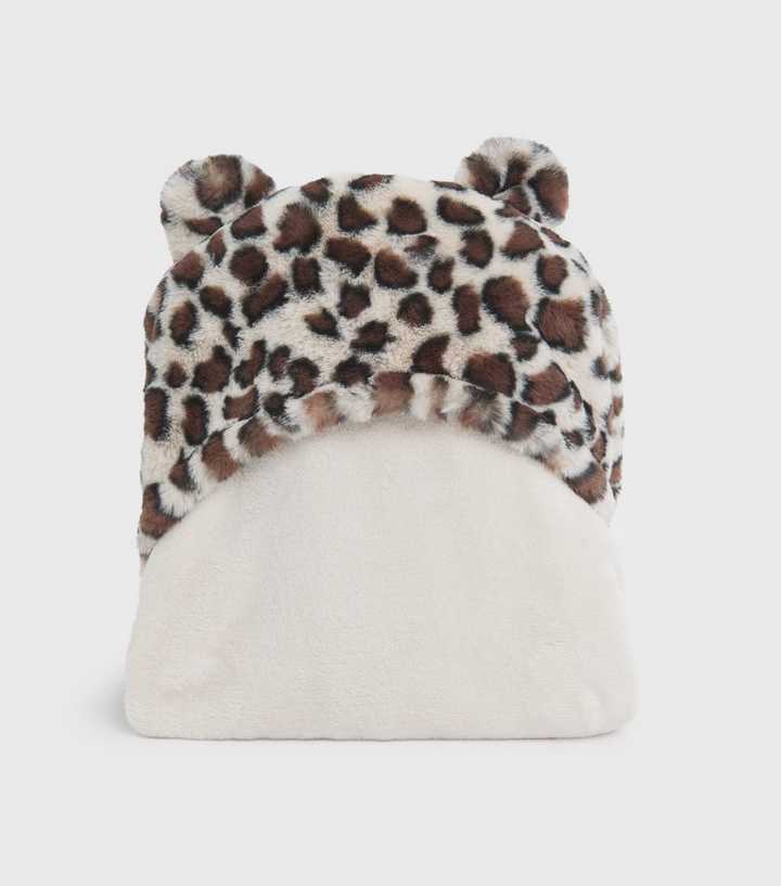 Brown Leopard Print Fluffy Blanket Hoodie