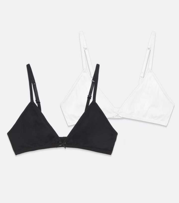 Girls 2 Pack Black and White Triangle Bralettes