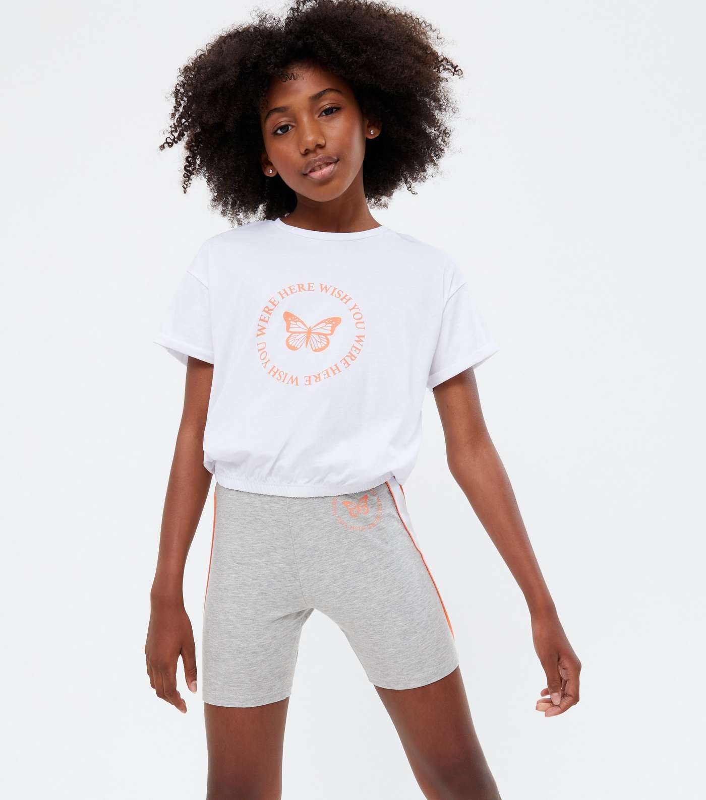 Girls White Butterfly Logo T-Shirt and Short Set Image 2