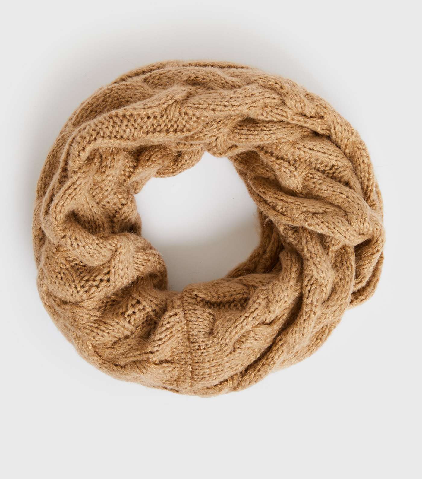 Camel Cable Knit Snood Image 2