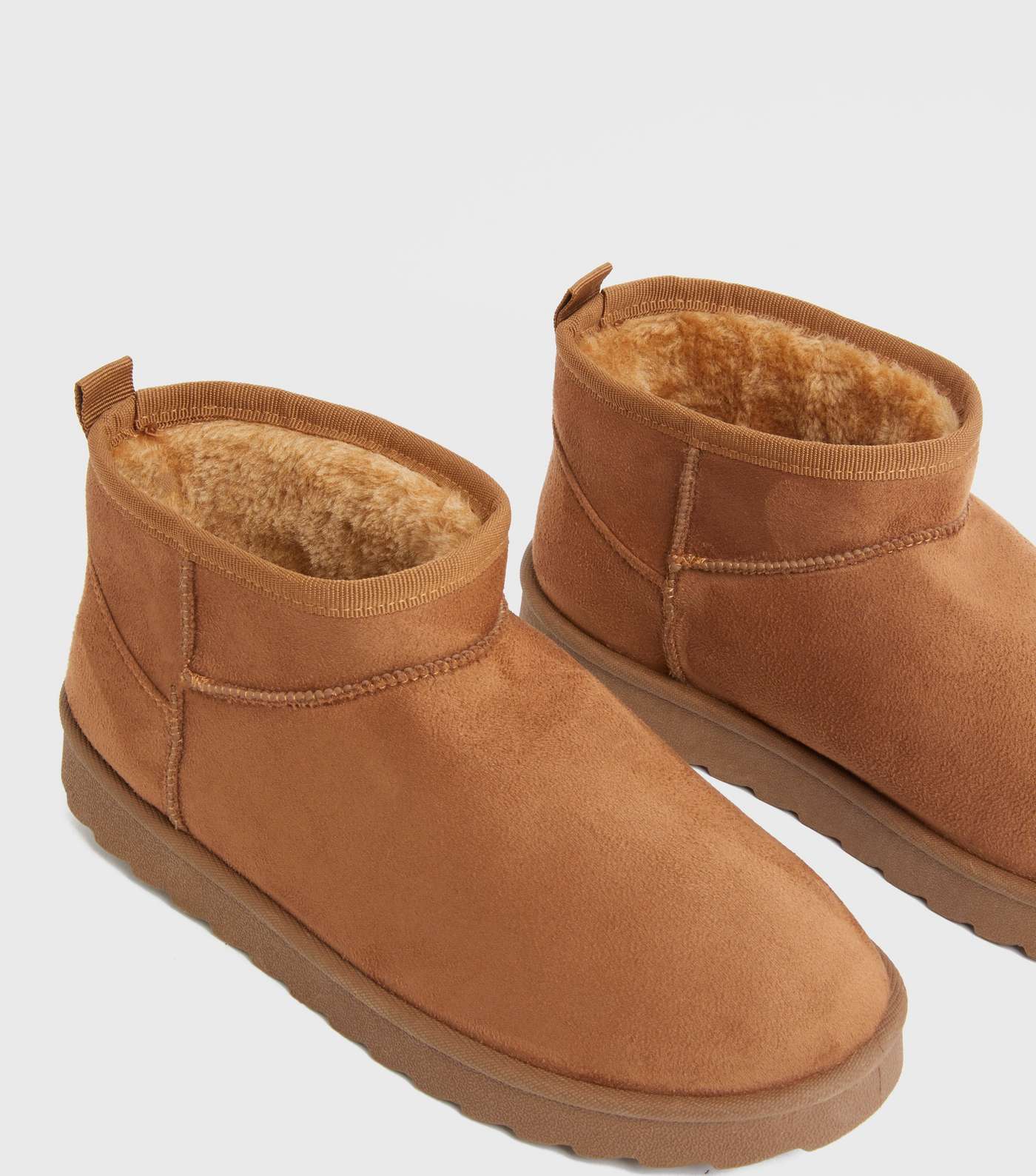 Girls Tan Faux Shearling Lined Chunky Ankle Boots Image 3