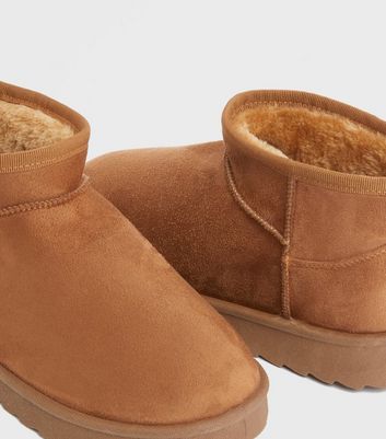 Click to view product details and reviews for Girls Tan Faux Shearling Lined Chunky Ankle Boots New Look Vegan.