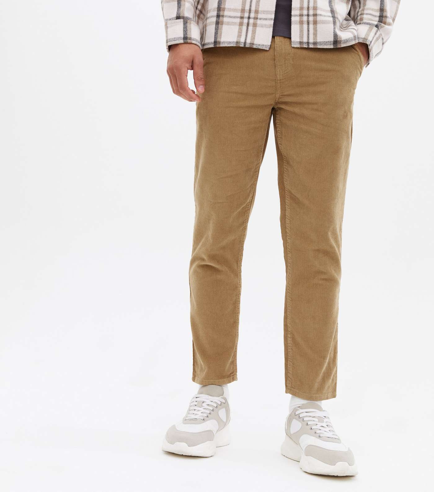 Camel Cord Straight Crop Trousers Image 2