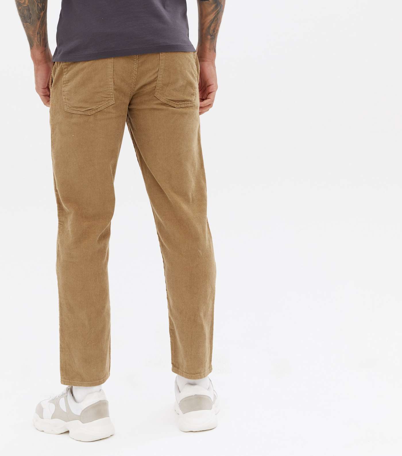 Camel Cord Straight Crop Trousers Image 4