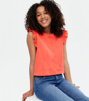 Girls shop coral shirt