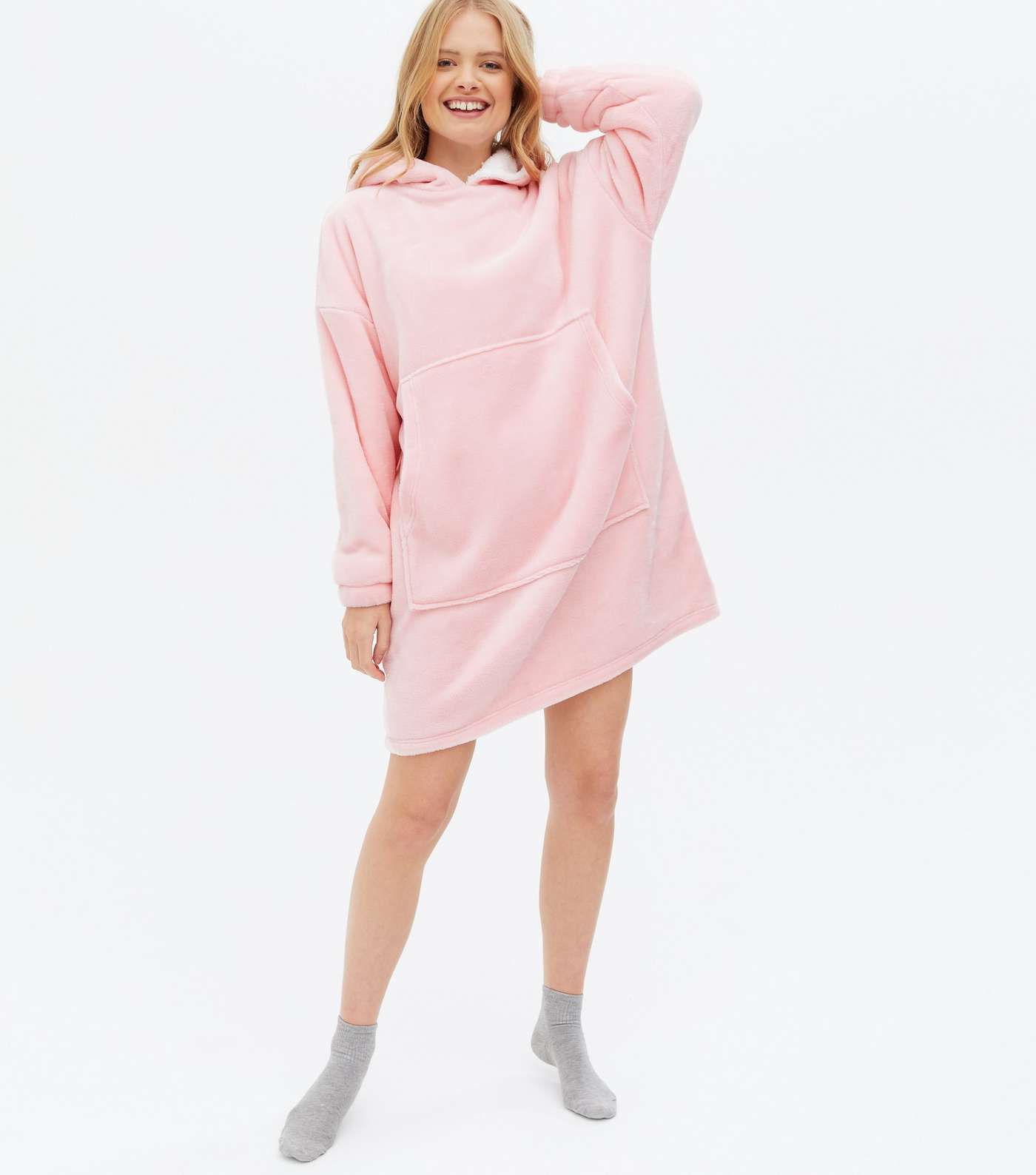 Mid Pink Fleece Oversized Blanket Hoodie Image 3