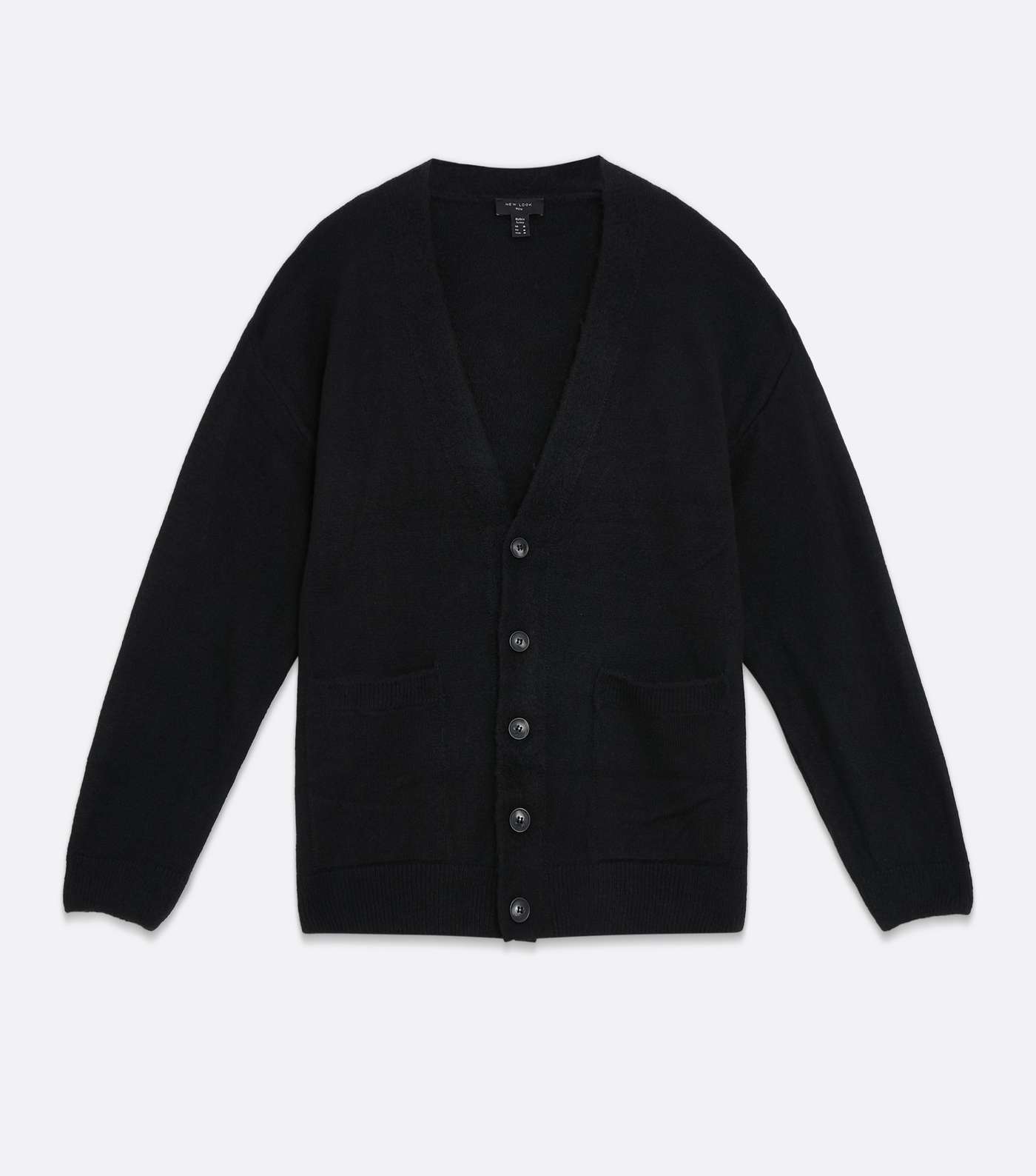 Black Fluffy Knit Relaxed Fit Cardigan Image 5
