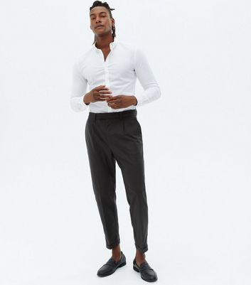 Brown Houndstooth Check Tapered Trousers | New Look