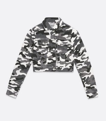 Light Grey Camo Denim Utility Jacket 