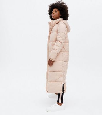 pink longline puffer jacket