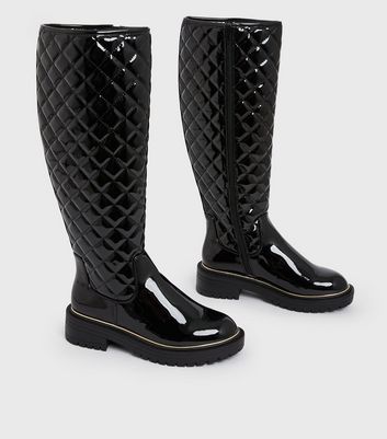 womens black quilted boots