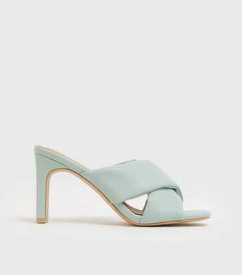 Mint green block store heels