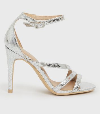 Click to view product details and reviews for Silver Faux Snake Stiletto Heel Sandals New Look Vegan.