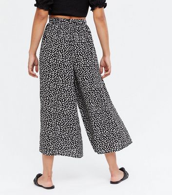 Black Ditsy Floral Crop Wide Leg 