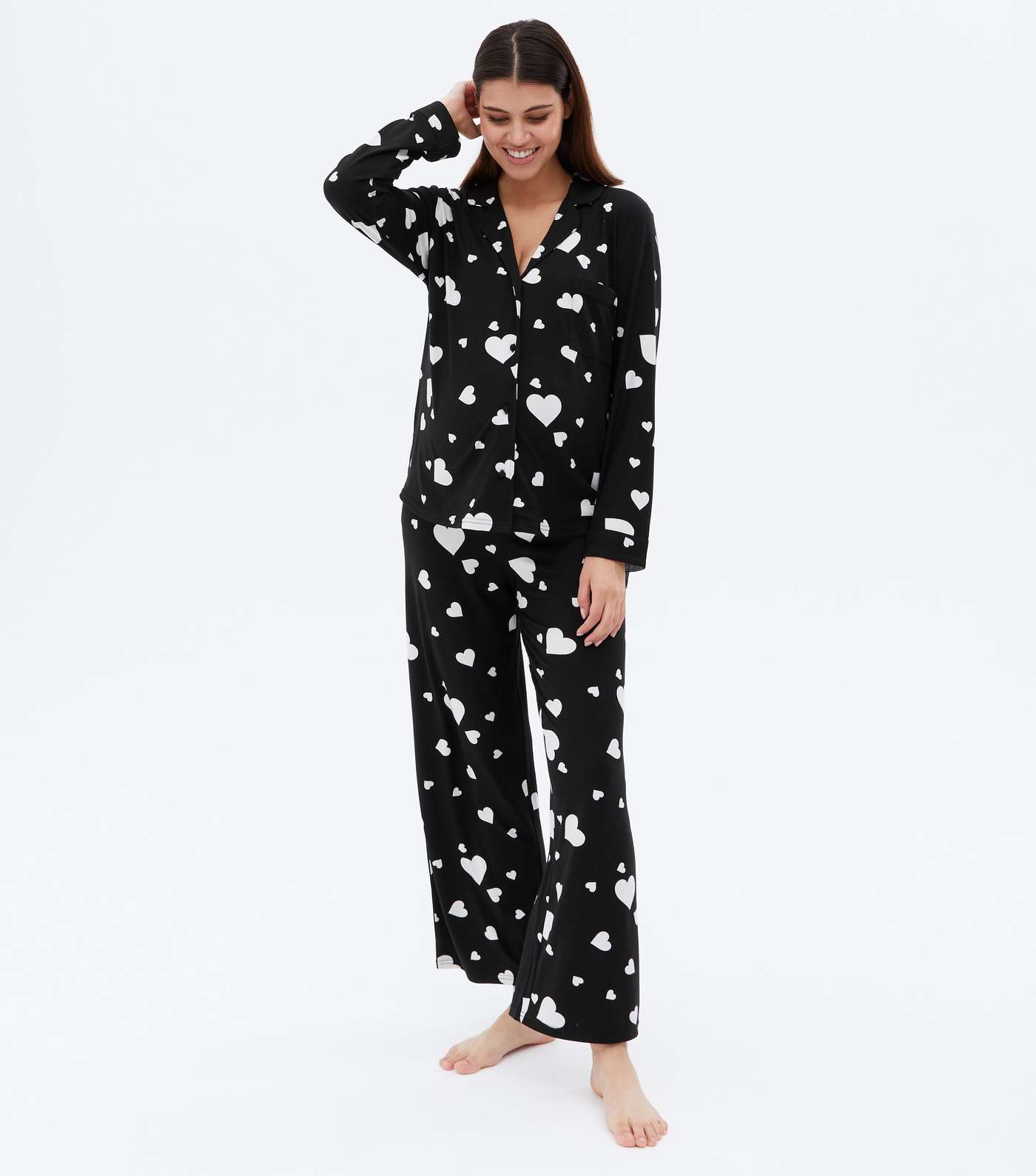 Maternity Black Heart Soft Touch Matching Family Pyjama Set