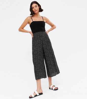 Black Spot Wide Leg Crop Trousers | New 