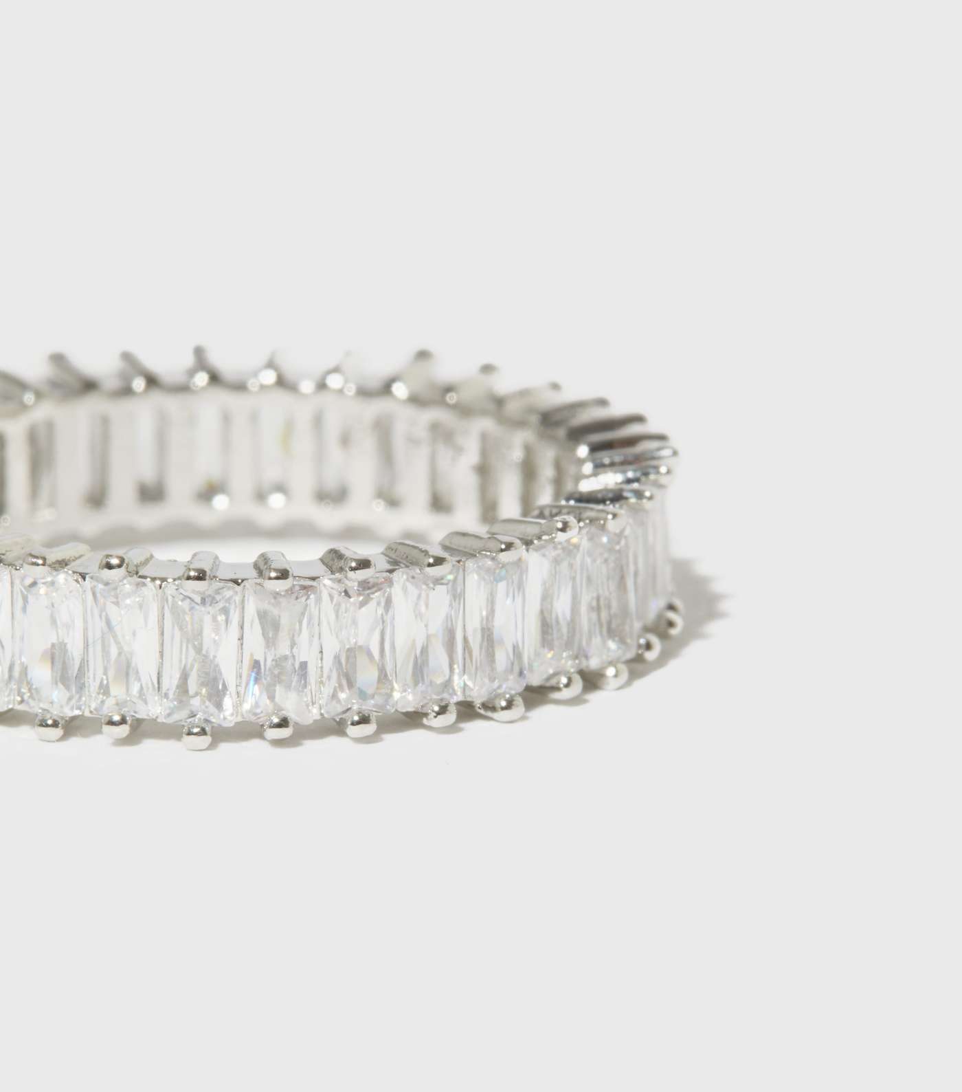 Silver Cubic Zirconia Baguette Ring Image 2