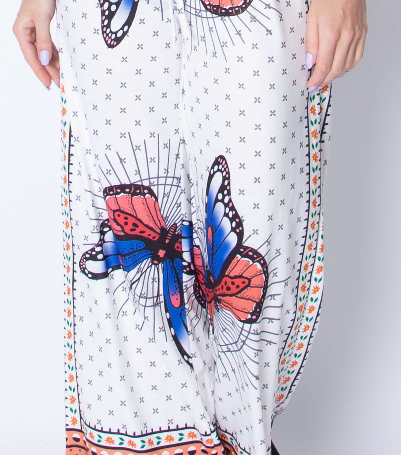 21st Mill Off White Scarf Butterfly Tie Wide Leg Trousers Image 4