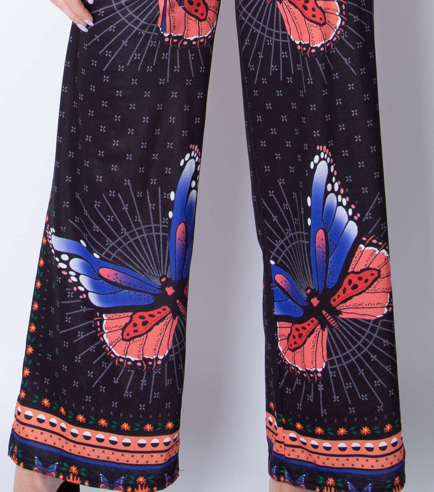 21st Mill Black Scarf Butterfly Tie Wide Leg Trousers Image 4