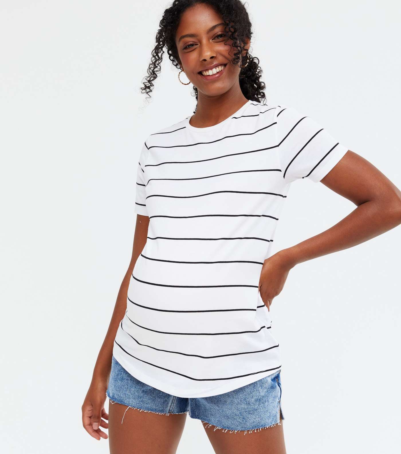 Maternity White Stripe T-Shirt