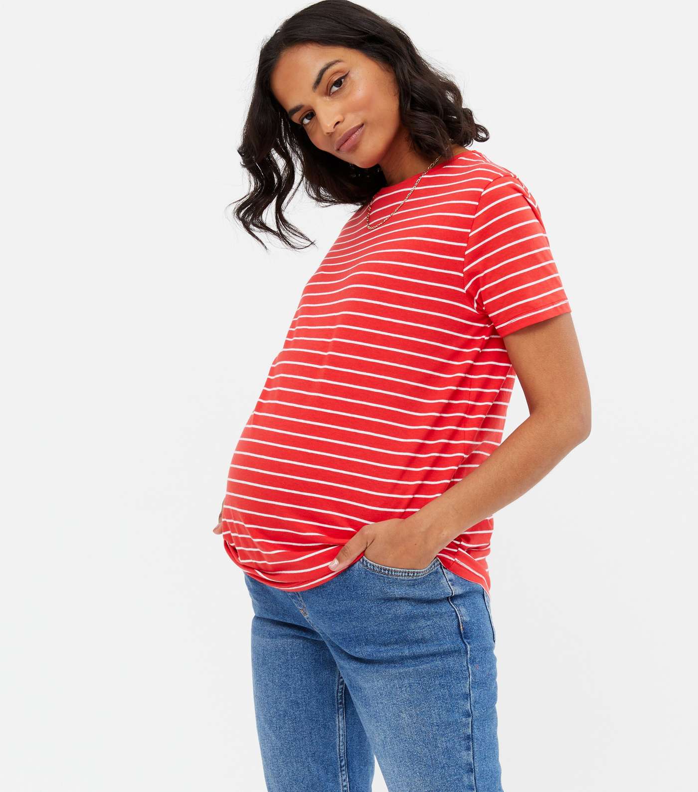 Maternity Red Stripe T-Shirt