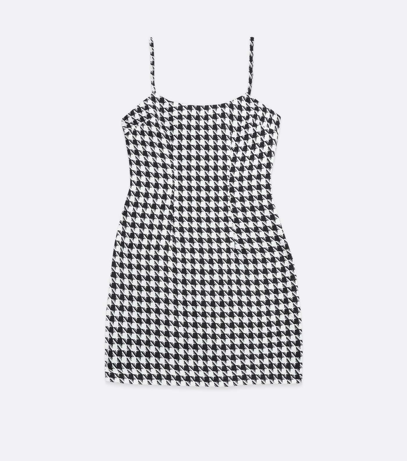 Tall Black Dogtooth Square Neck Pinafore Dress Image 5