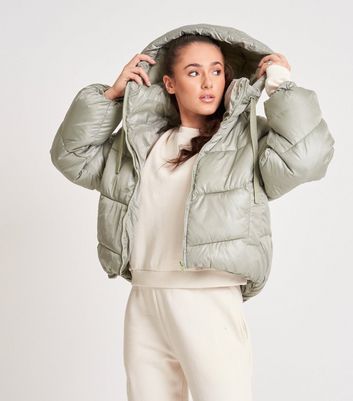 light green puffer jacket