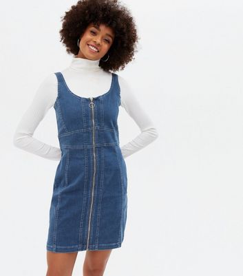 Blue Vanilla Women's Blue Denim Zip Mini Dress New Look - UK 14