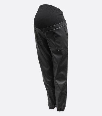 Maternity Black Leather-Look Over Bump 