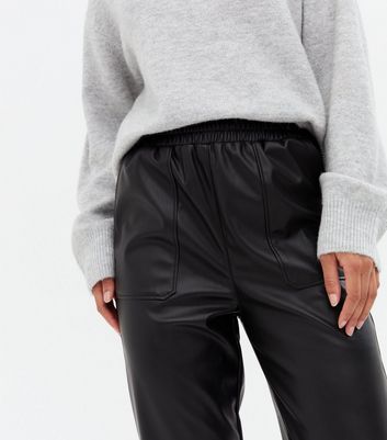 Click to view product details and reviews for Tall Black Leather Look High Waist Joggers New Look.