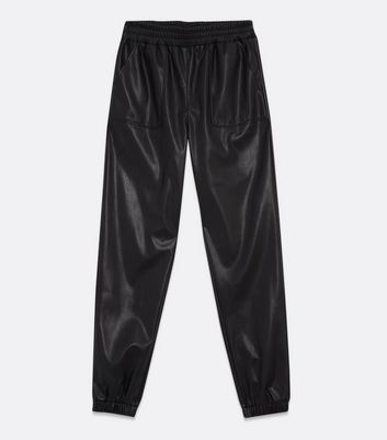 Tall Black Leather-Look High Waist 