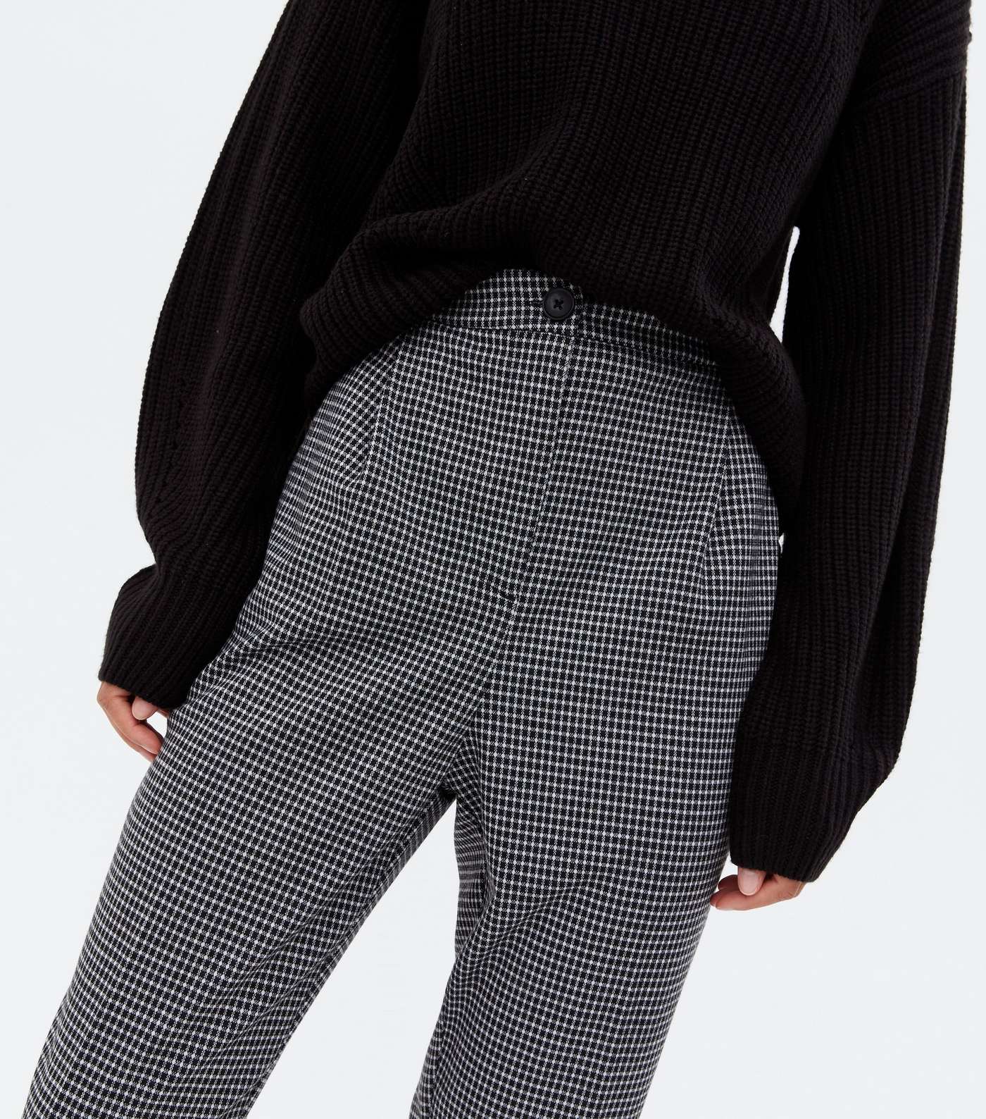 Tall Black Check Jacquard Tapered Trousers Image 3