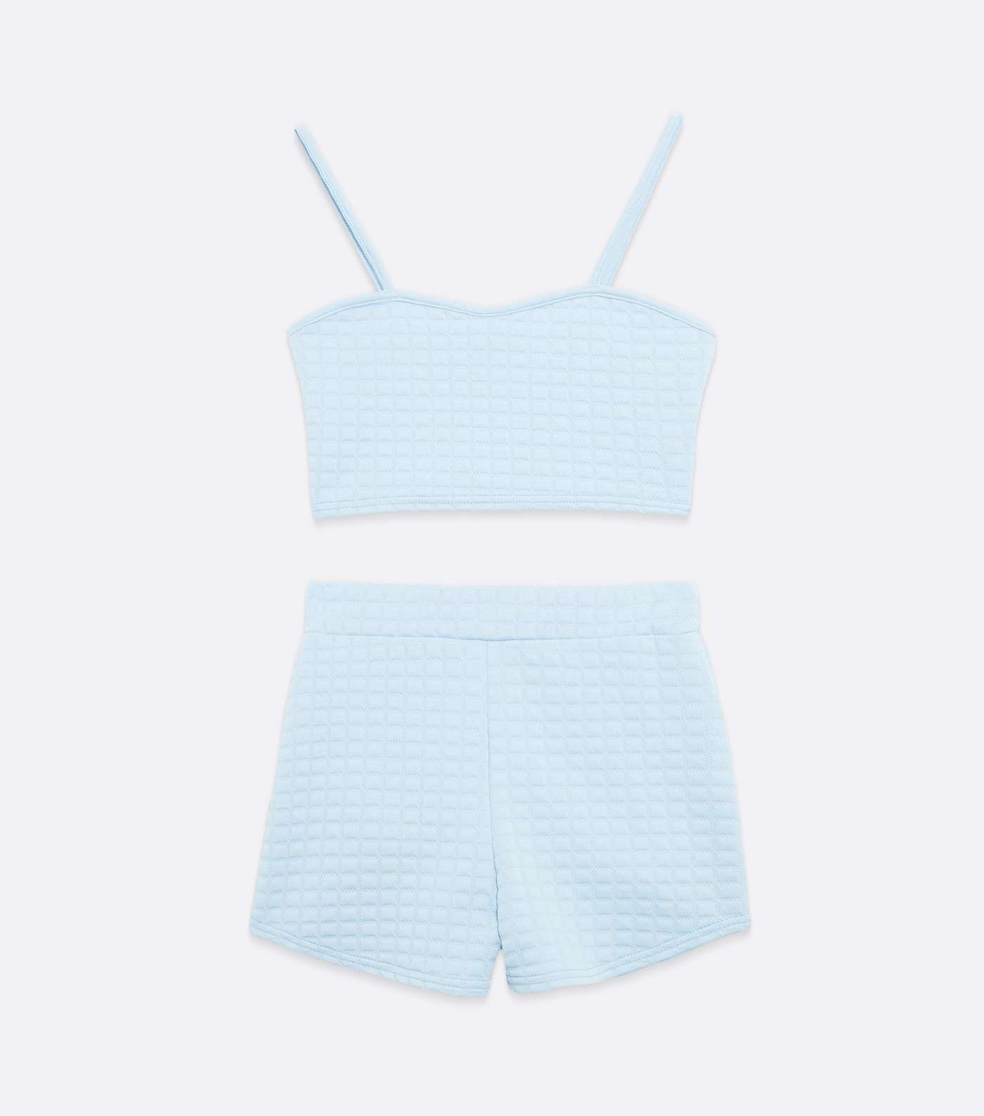 Pink Vanilla Pale Blue Quilted Crop Top and Shorts Set Image 5