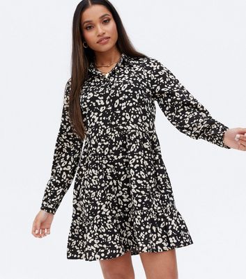 leopard print mini shirt dress