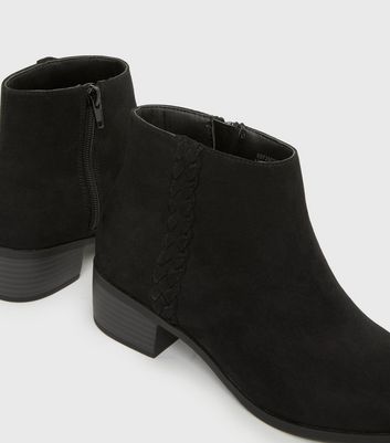 Girls Black Suedette Block Heel Ankle Boots New Look