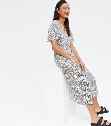 New look white outlet polka dot midi dress