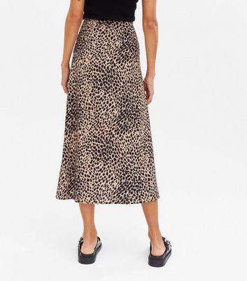 leopard print split skirt