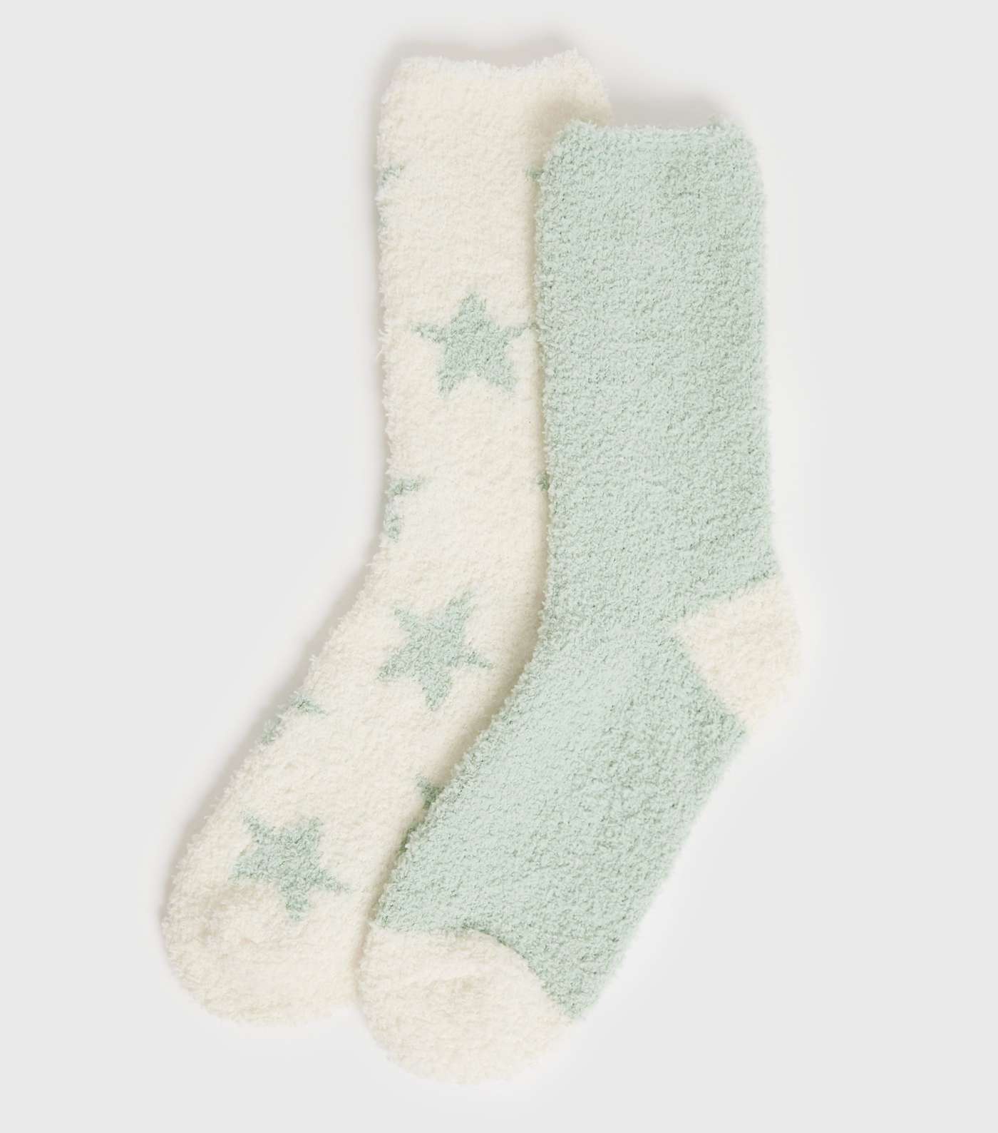 2 Pack Mint Green and Star Fluffy Socks