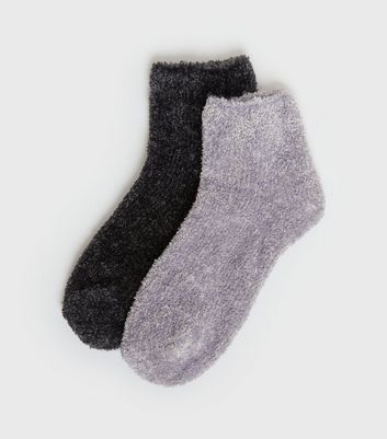 grey fluffy socks