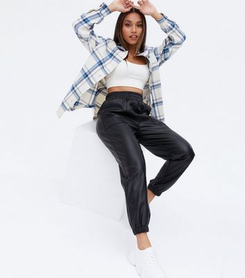 Petite Black Leather-Look High Waist 
