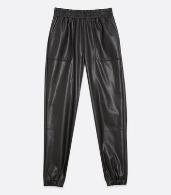 Petite Black Leather-Look High Waist 